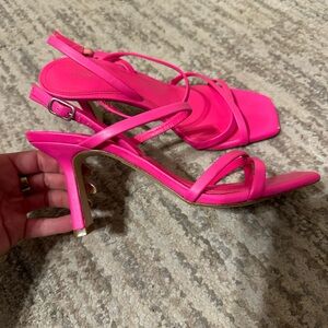 Gianni Bini Hot Pink Square Toe Strappy Heels